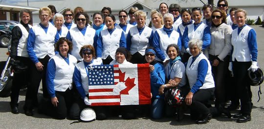 Motor Maids Exchanged Flags on International Female Ride Day