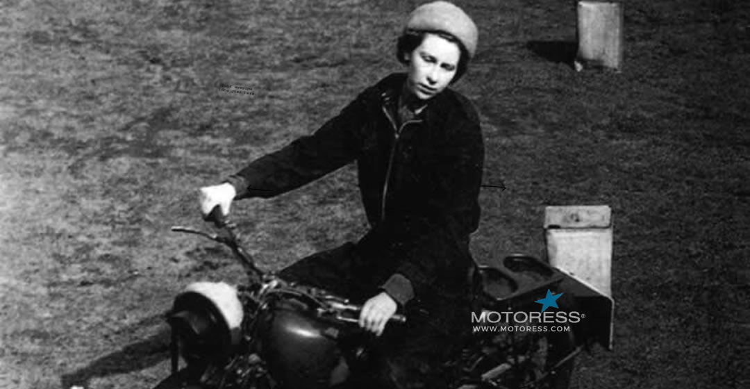 Queen Elizabeth II Majestic Motorbike Manoeuvres MOTORESS