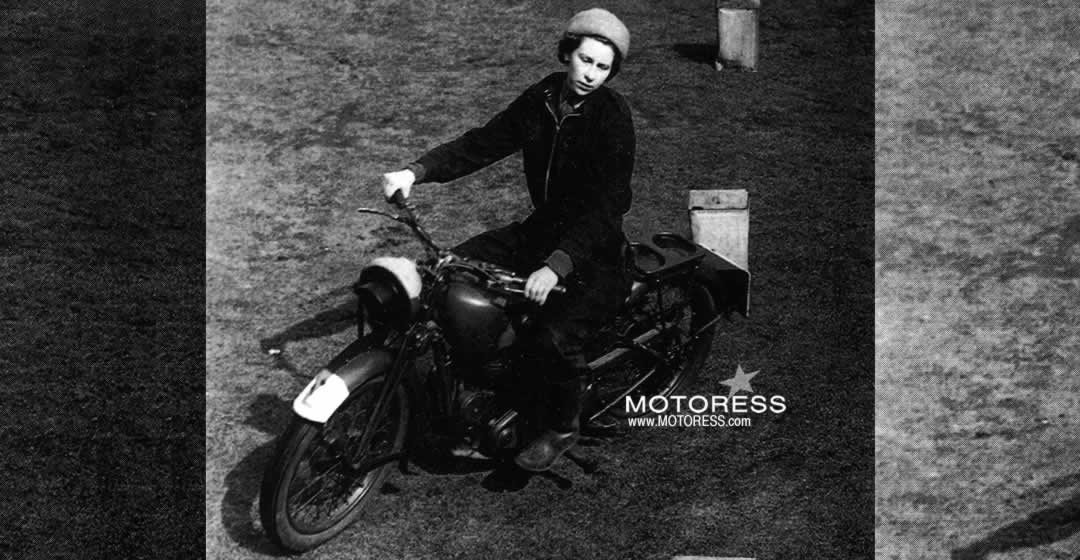 Queen Elizabeth II Majestic Motorbike Manoeuvres MOTORESS