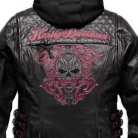 Harley-Davidson Women’s Scroll Skull Leather Motorcycle Jacket- MOTORESS